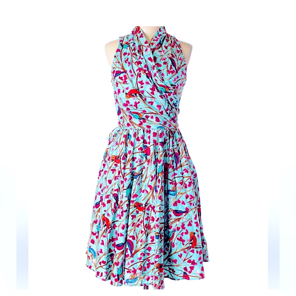 ModCloth Retrolicious Front Perch Bird Print Dress